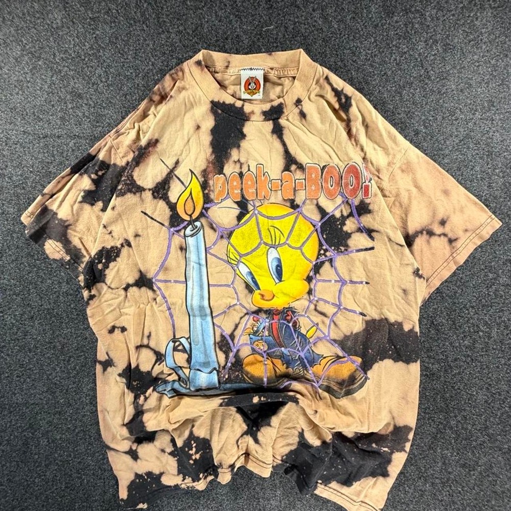 Vintage 2001 Looney Tunes Tweety Bird Bleach Tie Dye T Shirt XS Freeze Y2K
